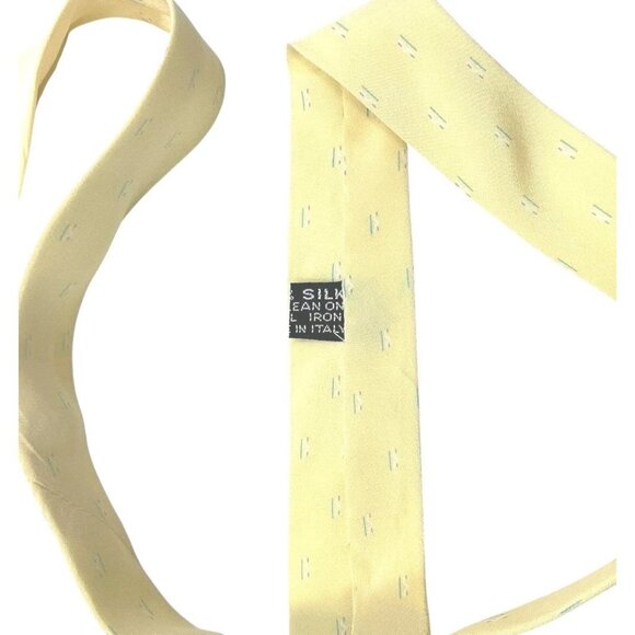 VITALIANO PANCALDI VINTAGE Men's 100% Silk Necktie LUXURY Yellow Art W:3.2" EUC - Picture 4 of 5